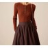 Women’s Brown Round Neck Slim Sweater