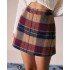 The Red Plaid Zipper Fly Tweed Mini Skirt