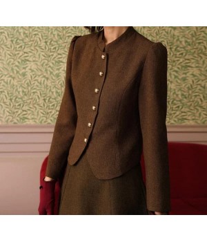 The Solid Retro Single-breasted Tweed Jacket