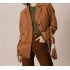 The Brown Lapel Pockets Button Suede Jacket